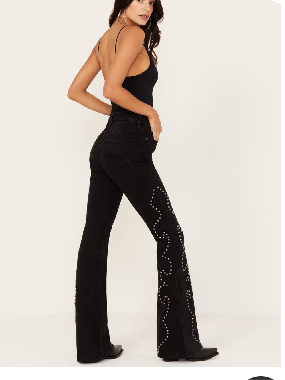 Idyllwind Black Flared Jeans with Stud Detail
